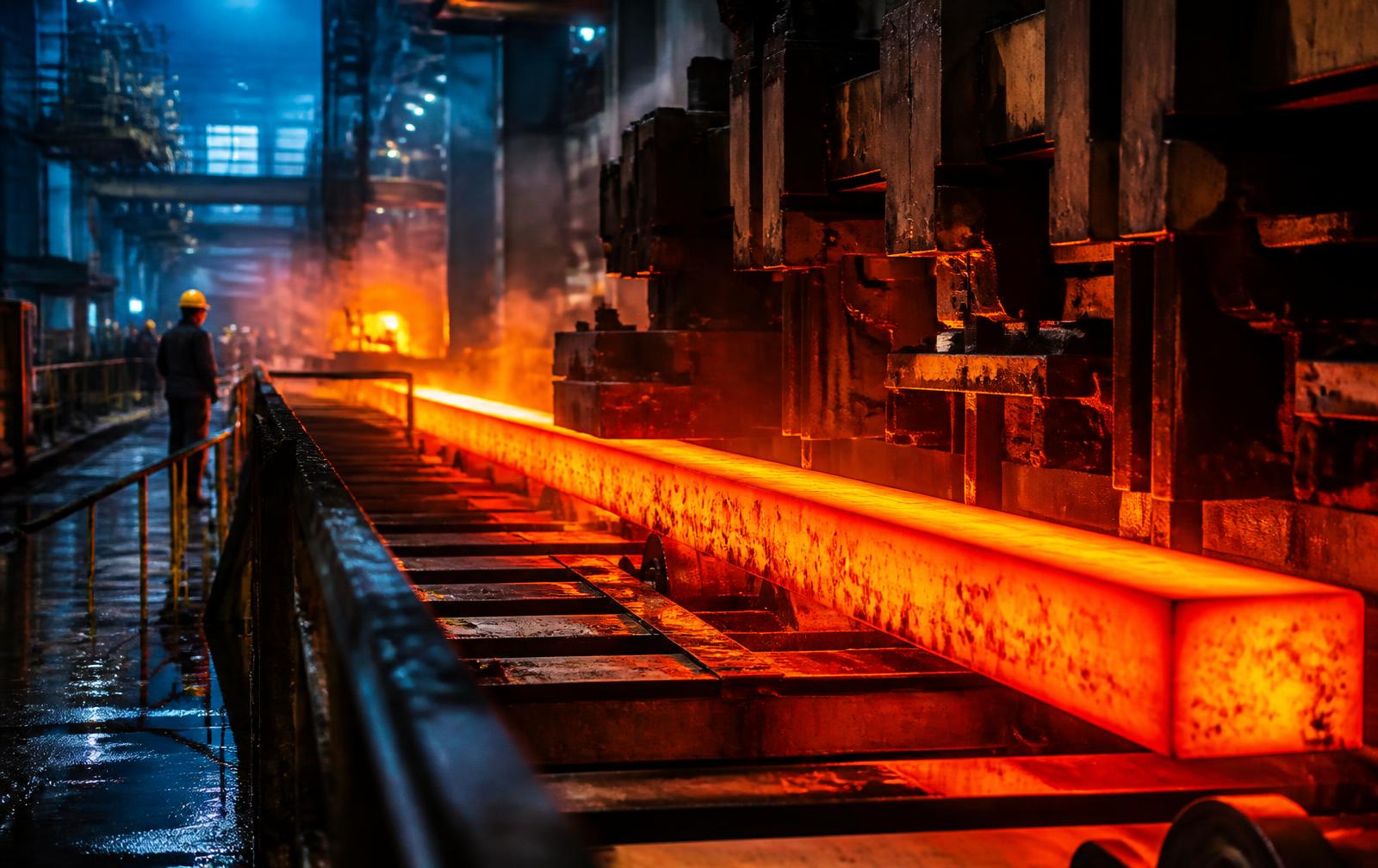 Hot billet passing through the PanTMT rolling mill